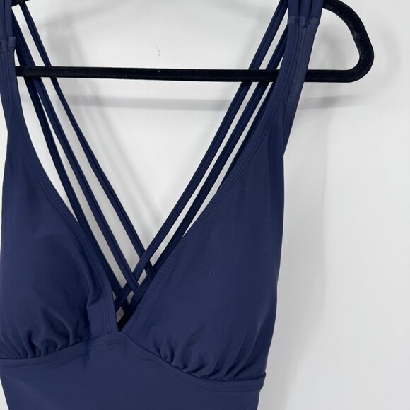 Kona Sol Womens Navy Blue Racerback Coverage One Piece Swimsuit Size XL - Picture 2 of 8